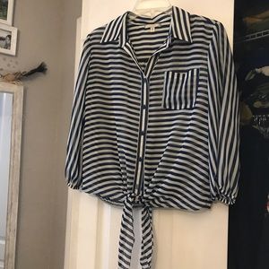 Brand new medium navy and white stripe blouse.
